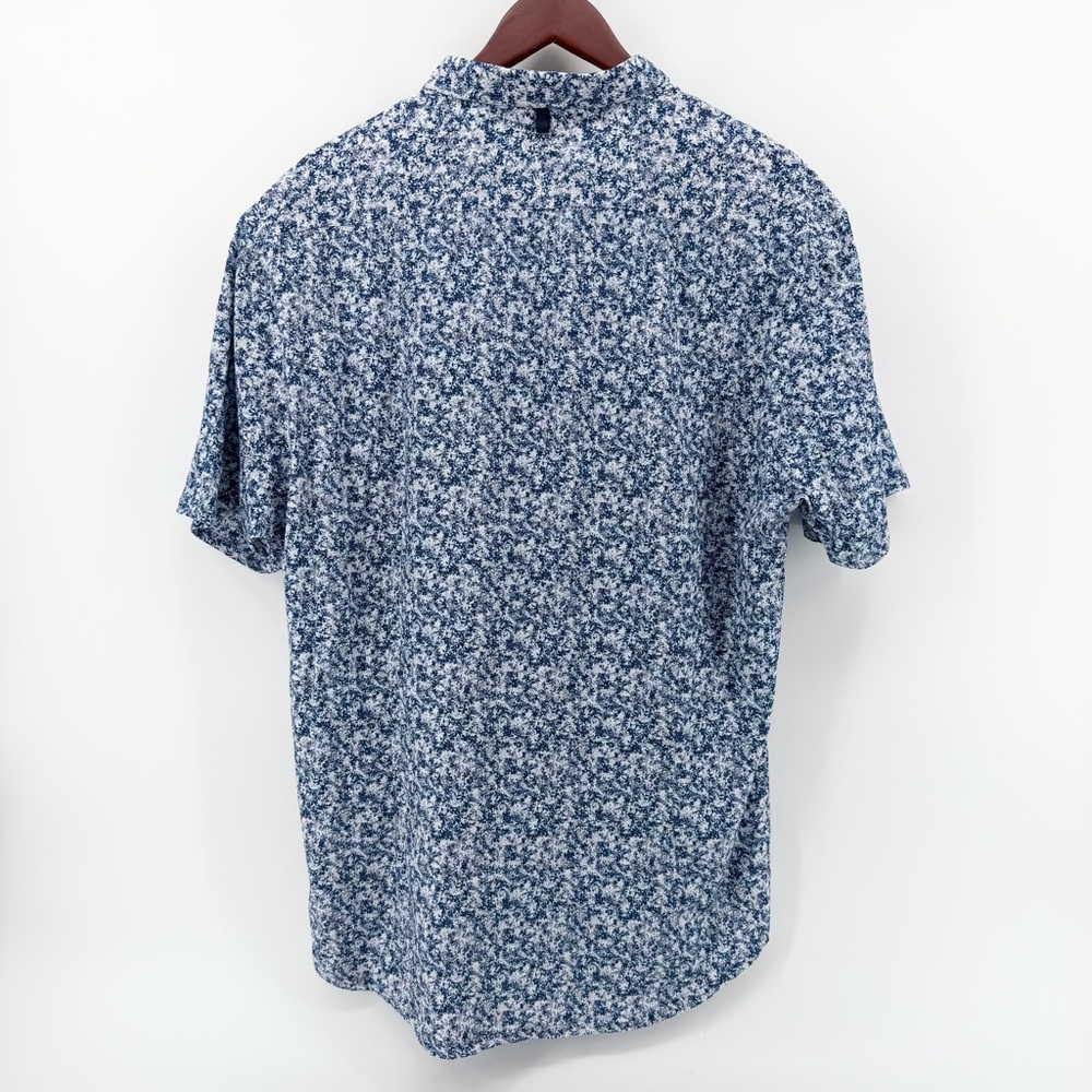 NEW WRK Reworked Shirt Men's XXL Slim Fit Short Sleeve Blue Floral Button Down - Picture 3 of 9